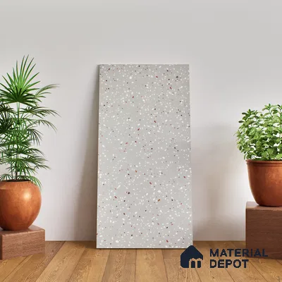 Terrazzo Floor & Wall Tile TL 06122 F Cementi Grey Terrazo 4 ft x 2 ft Vitrified Matte Finish - 9 mm | Suitable For Living Room, Bedroom, Bathroom, Kitchen (Sample)