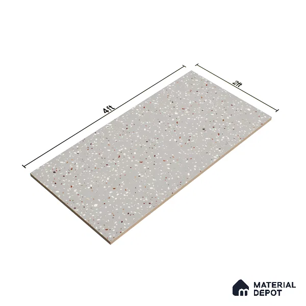 Terrazzo Floor & Wall Tile TL 06122 F Cementi Grey Terrazo 4 ft x 2 ft Vitrified Matte Finish - 9 mm | Suitable For Living Room, Bedroom, Bathroom, Kitchen (Sample)