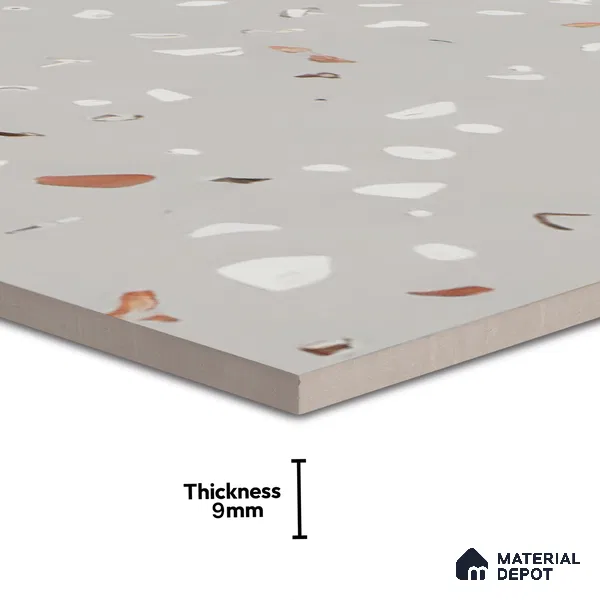 Terrazzo Floor & Wall Tile TL 06122 F Cementi Grey Terrazo 4 ft x 2 ft Vitrified Matte Finish - 9 mm | Suitable For Living Room, Bedroom, Bathroom, Kitchen (Sample)