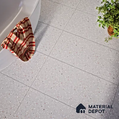 Terrazzo Floor & Wall Tile TL 06122 F Cementi Grey Terrazo 4 ft x 2 ft Vitrified Matte Finish - 9 mm | Suitable For Living Room, Bedroom, Bathroom, Kitchen (Sample)