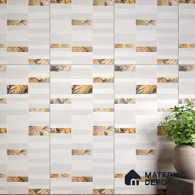 Highlighter Wall Tile TL 05520 B Prestige Imperial Ivory Decor 2 ft x 4 ft Vitrified Matte Finish - 9 mm  | Suitable for Living Room, Bedroom, Bathroom
