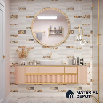 Highlighter Wall Tile TL 05520 B Prestige Imperial Ivory Decor 2 ft x 4 ft Vitrified Matte Finish - 9 mm  | Suitable for Living Room, Bedroom, Bathroom