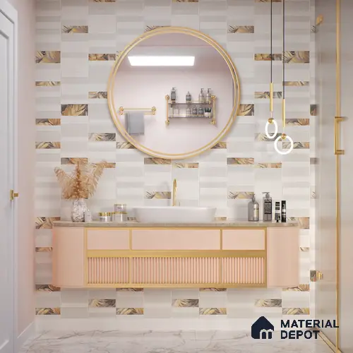 Highlighter Wall Tile TL 05520 B Prestige Imperial Ivory Decor 2 ft x 4 ft Vitrified Matte Finish - 9 mm  | Suitable for Living Room, Bedroom, Bathroom