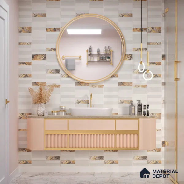 Highlighter Wall Tile TL 05520 B Prestige Imperial Ivory Decor 2 ft x 4 ft Vitrified Matte Finish - 9 mm  | Suitable for Living Room, Bedroom, Bathroom