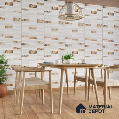 Highlighter Wall Tile TL 05520 B Prestige Imperial Ivory Decor 2 ft x 4 ft Vitrified Matte Finish - 9 mm  | Suitable for Living Room, Bedroom, Bathroom