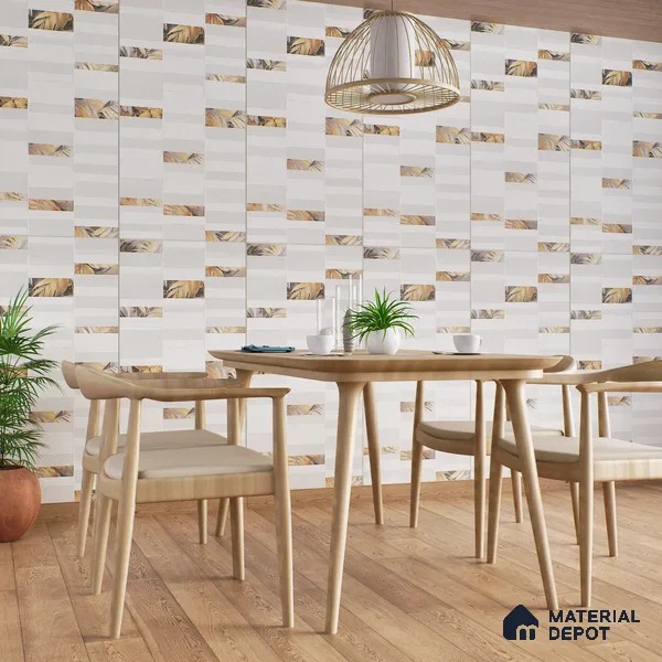 Highlighter Wall Tile TL 05520 B Prestige Imperial Ivory Decor 2 ft x 4 ft Vitrified Matte Finish - 9 mm  | Suitable for Living Room, Bedroom, Bathroom