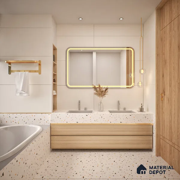 Cement Floor & Wall Tile TL 05516 Prestige Regal Almond 2 ft x 4 ft Vitrified Matte Finish - 9 mm | 3 Random Design | Suitable for Living Room, Bedroom, Bathroom