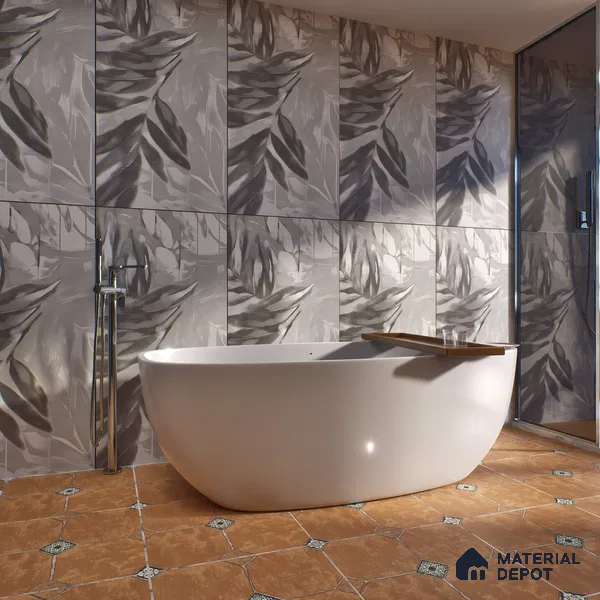 Tropical Wall Tile TL 05517 B Prestige Sovereign Ash Decor 2 ft x 4 ft Vitrified Glue Matte Finish - 9 mm | 6 Random Design | Suitable for Living Room, Bedroom, Bathroom (Sample)