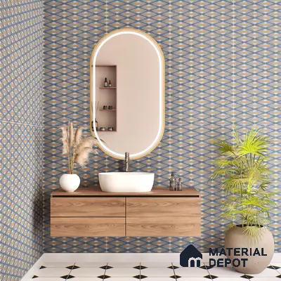 Highlighter Wall Tile TL 05517 D Prestige Sovereign Azure Decor 2 ft x 4 ft Vitrified Glue Matte Finish - 9 mm  | Suitable for Living Room, Bedroom, Bathroom