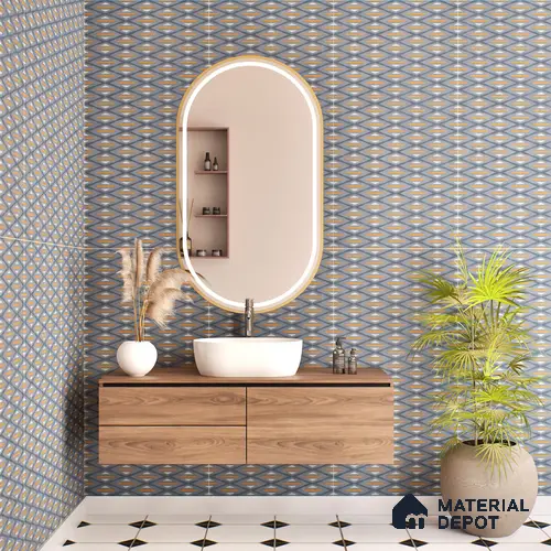 Highlighter Wall Tile TL 05517 D Prestige Sovereign Azure Decor 2 ft x 4 ft Vitrified Glue Matte Finish - 9 mm | Suitable for Living Room, Bedroom, Bathroom