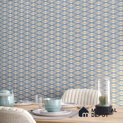 Highlighter Wall Tile TL 05517 D Prestige Sovereign Azure Decor 2 ft x 4 ft Vitrified Glue Matte Finish - 9 mm  | Suitable for Living Room, Bedroom, Bathroom