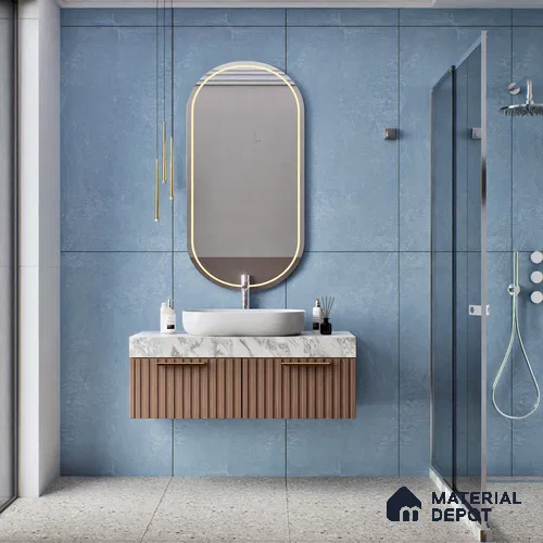Cement Floor & Wall Tile TL 05517 E Prestige Sovereign Azure 2 ft x 4 ft Vitrified Matte Finish - 9 mm | 3 Random Design | Suitable for Living Room, Bedroom, Bathroom