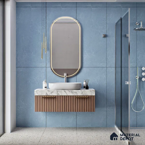 Cement Floor & Wall Tile TL 05517 E Prestige Sovereign Azure 2 ft x 4 ft Vitrified Matte Finish - 9 mm | 3 Random Design | Suitable for Living Room, Bedroom, Bathroom (Sample)