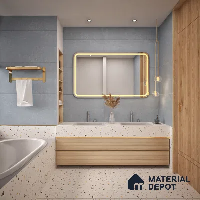 Cement Floor & Wall Tile TL 05517 E Prestige Sovereign Azure 2 ft x 4 ft Vitrified Matte Finish - 9 mm | 3 Random Design | Suitable for Living Room, Bedroom, Bathroom (Sample)