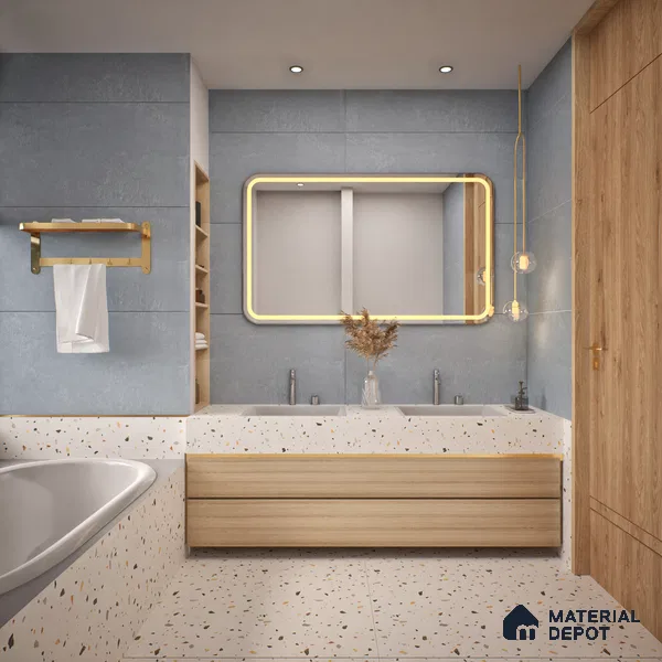 Cement Floor & Wall Tile TL 05517 E Prestige Sovereign Azure 2 ft x 4 ft Vitrified Matte Finish - 9 mm | 3 Random Design | Suitable for Living Room, Bedroom, Bathroom (Sample)