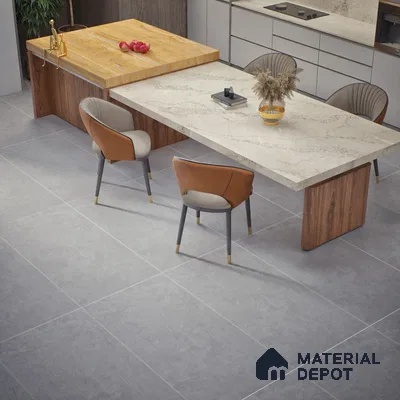 Cement Floor & Wall Tile TL 06818 Gravier Swift Grey 4 ft x 2 ft Vitrified Carving Matte Finish - 9 mm | 6 Random Design | Suitable for Living Room, Bedroom, Bathroom