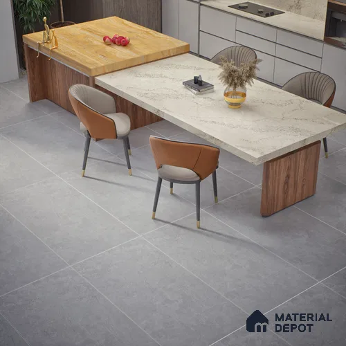 Cement Floor & Wall Tile TL 06818 Gravier Swift Grey 4 ft x 2 ft Vitrified Carving Matte Finish - 9 mm | 6 Random Design | Suitable for Living Room, Bedroom, Bathroom