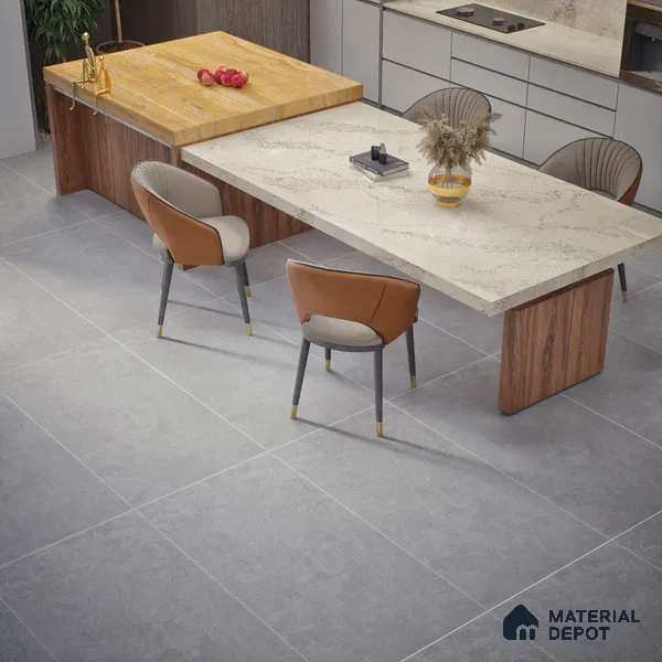 Cement Floor & Wall Tile TL 06818 Gravier Swift Grey 4 ft x 2 ft Vitrified Carving Matte Finish - 9 mm | 6 Random Design | Suitable for Living Room, Bedroom, Bathroom