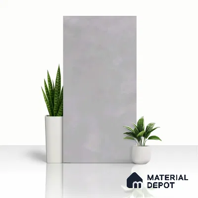 Silver Cement Floor & Wall Tile TL 06712 D Gravier Lunar Silver 2 ft x 4 ft Vitrified Carving Matte Finish - 9 mm | 4 Random Design | Suitable for Living Room, Bedroom, Bathroom