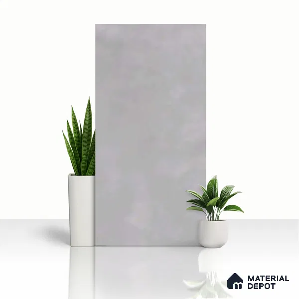Silver Cement Floor & Wall Tile TL 06712 D Gravier Lunar Silver 2 ft x 4 ft Vitrified Carving Matte Finish - 9 mm | 4 Random Design | Suitable for Living Room, Bedroom, Bathroom