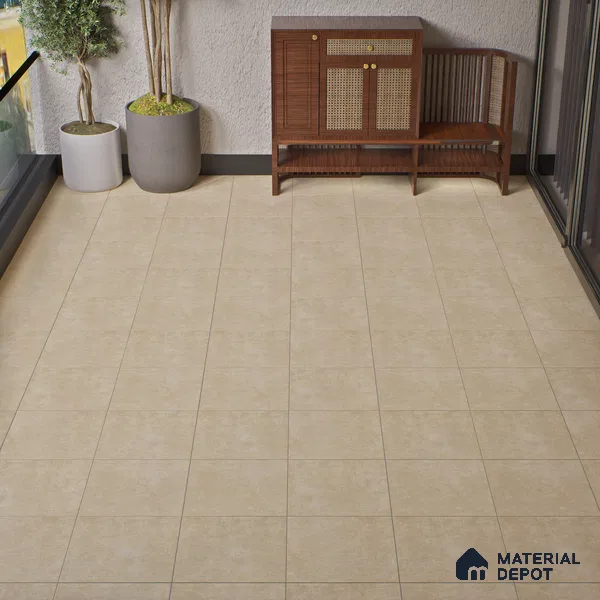 Budget Friendly Cement Look Value for Money Parking Latte Dune Floor Tile 16 x 16 inch | TL 06247 B | Vitrified Matte Finish Tile - 12 mm | Suitable For Parking, Bathroom, Balcony & Terrace | Pattern Alignment May Vary | 2-3 mm Spacer is Mandatory