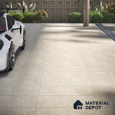Budget Friendly Cement Look Value for Money Parking Latte Dune Floor Tile 16 x 16 inch | TL 06247 B | Vitrified Matte Finish Tile - 12 mm | Suitable For Parking, Bathroom, Balcony & Terrace | Pattern Alignment May Vary | 2-3 mm Spacer is Mandatory