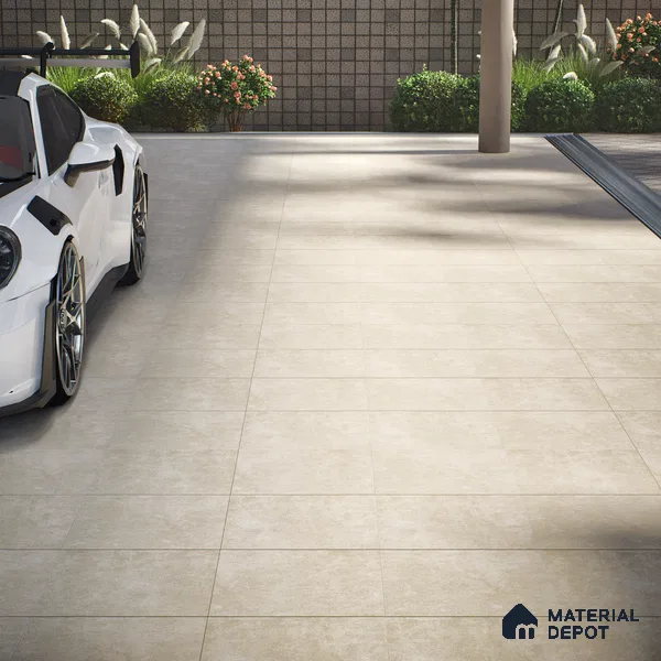 Budget Friendly Cement Look Value for Money Parking Latte Dune Floor Tile 16 x 16 inch | TL 06247 B | Vitrified Matte Finish Tile - 12 mm | Suitable For Parking, Bathroom, Balcony & Terrace | Pattern Alignment May Vary | 2-3 mm Spacer is Mandatory