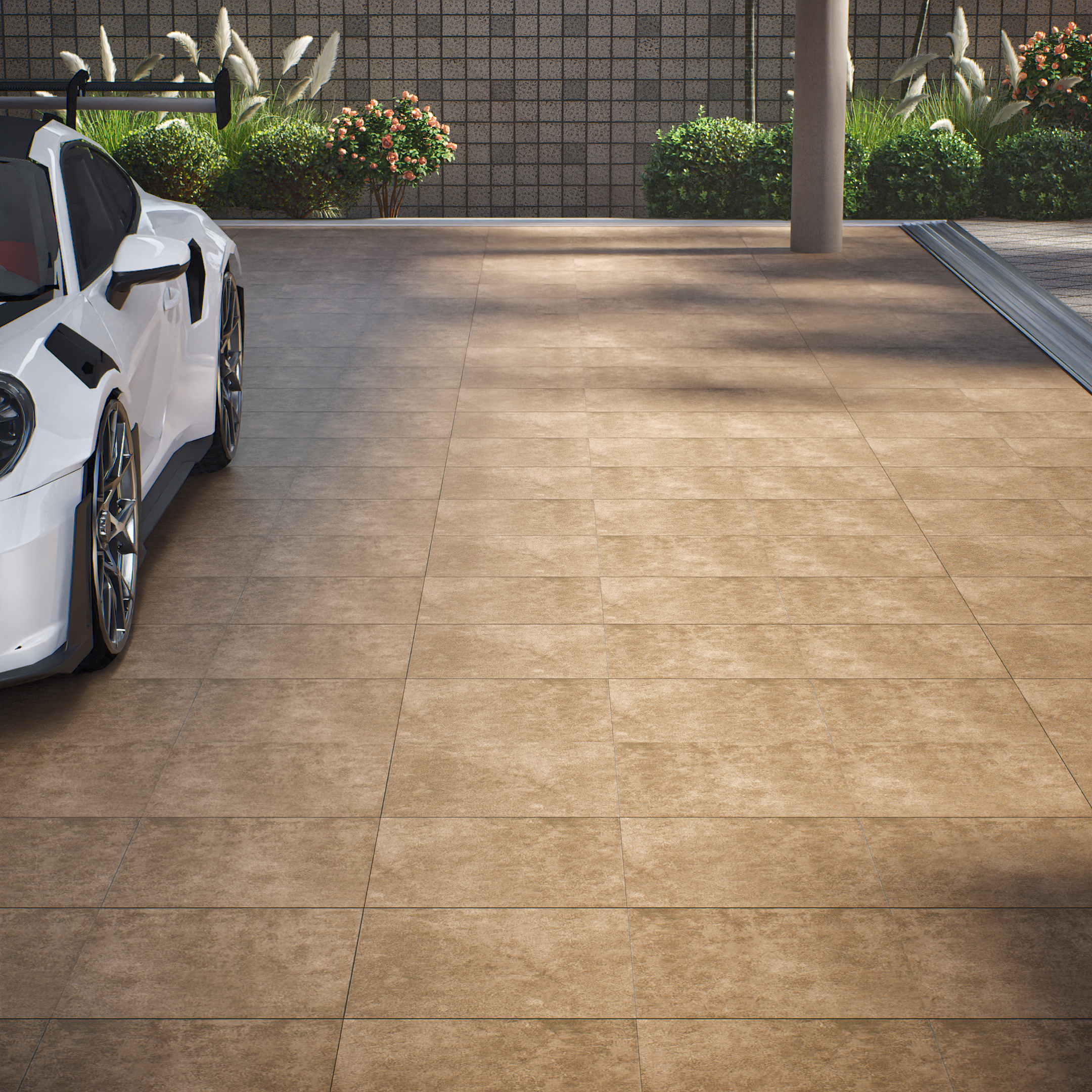 Budget Friendly Cement Look Value for Money Parking Urban Slate Floor Tile 16 x 16 inch | TL 06247 C | Vitrified Matte Finish Tile - 12 mm | Suitable For Parking, Outdoor, Balcony & Terrace | Pattern Alignment May Vary | 2-3 mm Spacer is Mandatory