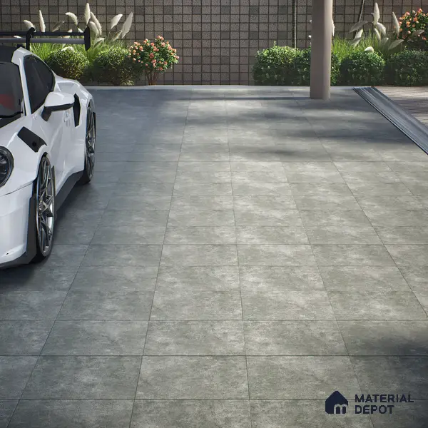 Budget Friendly Cement Look Value for Money Parking Obsidra Floor Tile 16 x 16 inch | TL 06247 | Vitrified Matte Finish Tile - 12 mm | Suitable For Parking, Outdoor, Balcony & Terrace | Pattern Alignment May Vary | 2-3 mm Spacer is Mandatory