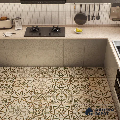 Moroccan Floor & Wall Tile TL 04794 B Zellige Kent Decor Beige 1 ft x 1 ft Vitrified Matte Finish - 11 mm | Random Design | Suitable for Kitchen, Bathroom, Balcony | Please Expect a Slight Variation of Pattern