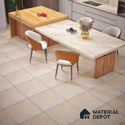 Cement Tile TL 04794 Zellige Kent Plain Beige Beige 1 ft x 1 ft Vitrified Matte Finish - 11 mm | Suitable for Kitchen, Bathroom, Balcony Floor & Wall (Sample)