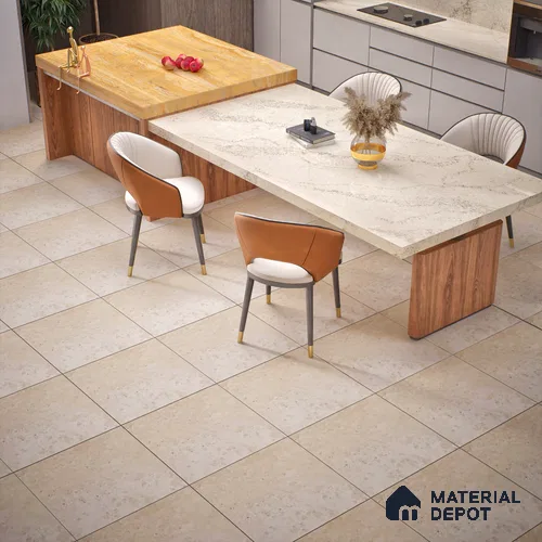 Cement Tile TL 04794 Zellige Kent Plain Beige Beige 1 ft x 1 ft Porcelain Matte Finish - 11 mm | Suitable for Kitchen, Bathroom, Balcony Floor & Wall