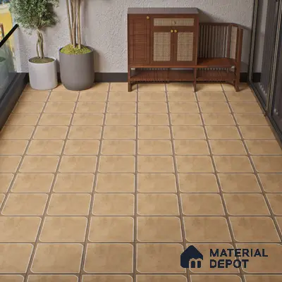 Cement Floor Tile TL 04782 B Earthen Slate Clay Beige 16 x 16 inch Vitrified Anti Skid Matte Finish - 12 mm | Suitable for Parking, Terrace, Balcony, Courtyard | Pattern Alignment May Vary | 2-3 mm Spacer is Mandatory