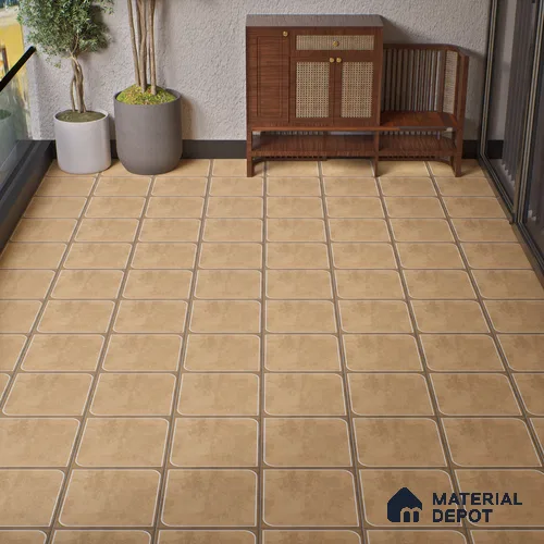 Cement Floor Tile TL 04782 B Earthen Slate Clay Beige 16 x 16 inch Vitrified Anti Skid Matte Finish - 12 mm | Suitable for Parking, Bathroom, Balcony, Courtyard | Pattern Alignment May Vary | 2-3 mm Spacer is Mandatory