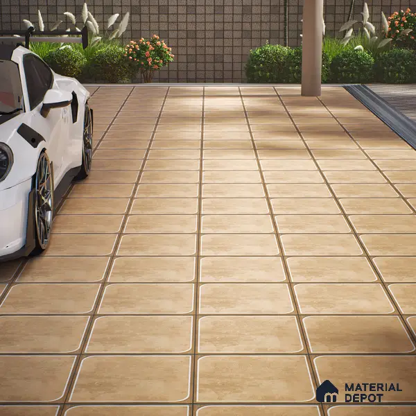 Cement Floor Tile TL 04782 B Earthen Slate Clay Beige 16 x 16 inch Vitrified Anti Skid Matte Finish - 12 mm | Suitable for Parking, Terrace, Balcony, Courtyard | Pattern Alignment May Vary | 2-3 mm Spacer is Mandatory
