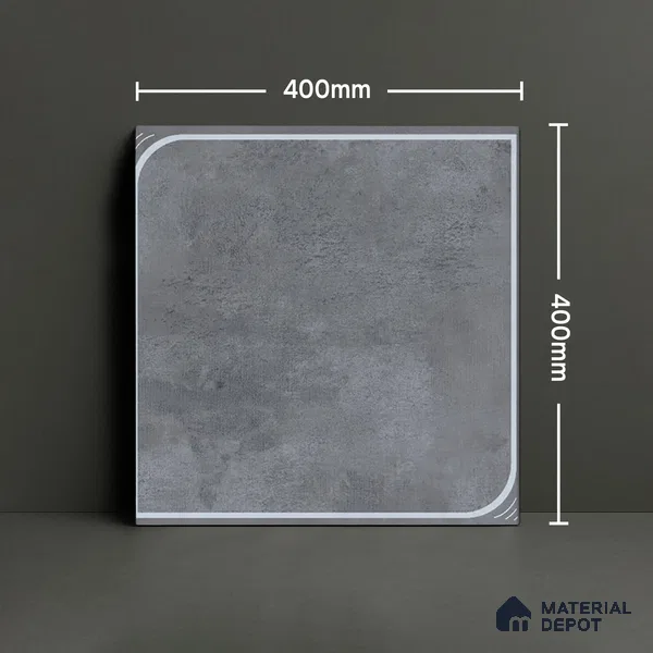 Cement Floor Tile TL 04782 C Earthen Slate Cement Grey 16 x 16 inch Vitrified Anti Skid Matte Finish - 12 mm | Suitable for Parking, Terrace, Balcony, Courtyard | Pattern Alignment May Vary | 2-3 mm Spacer is Mandatory (Sample)