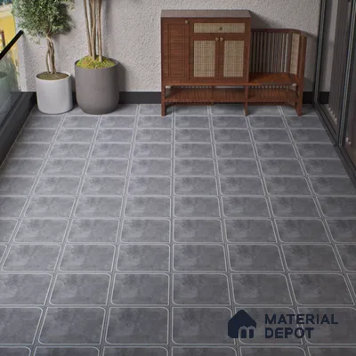 Cement Floor Tile TL 04782 C Earthen Slate Cement Grey 16 x 16 inch Vitrified Anti Skid Matte Finish - 12 mm | Suitable for Parking, Terrace, Balcony, Courtyard | Pattern Alignment May Vary | 2-3 mm Spacer is Mandatory (Sample)