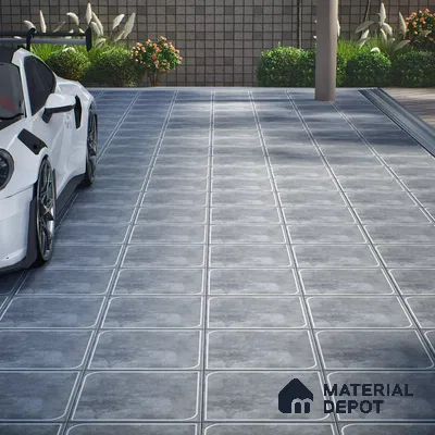 Cement Floor Tile TL 04782 C Earthen Slate Cement Grey 16 x 16 inch Vitrified Anti Skid Matte Finish - 12 mm | Suitable for Parking, Terrace, Balcony, Courtyard | Pattern Alignment May Vary | 2-3 mm Spacer is Mandatory (Sample)