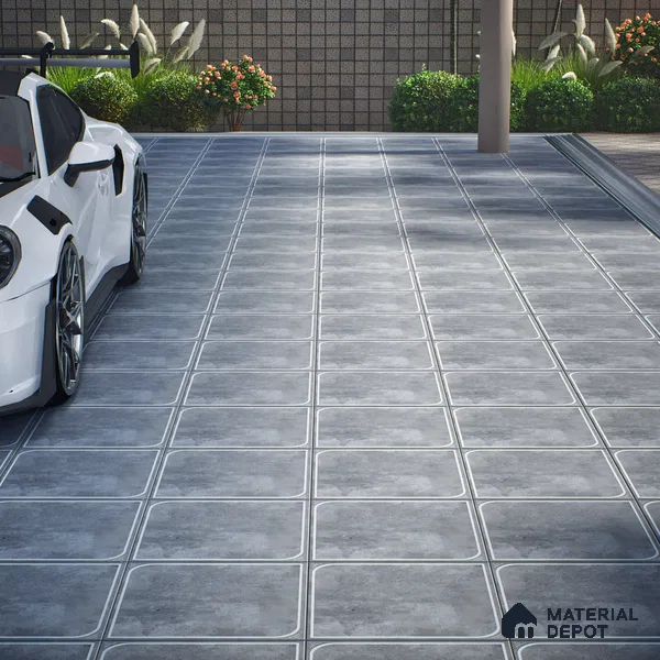 Cement Floor Tile TL 04782 C Earthen Slate Cement Grey 16 x 16 inch Vitrified Anti Skid Matte Finish - 12 mm | Suitable for Parking, Terrace, Balcony, Courtyard | Pattern Alignment May Vary | 2-3 mm Spacer is Mandatory (Sample)