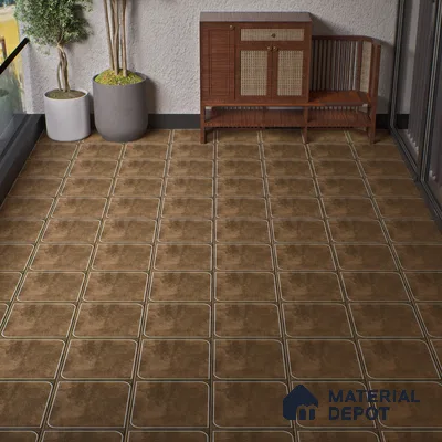 Cement Floor Tile TL 04782 Earthen Slate Bronze Slate 16 x 16 inch Vitrified Anti Skid Matte Finish - 12 mm | Suitable for Parking, Terrace, Balcony, Courtyard | Pattern Alignment May Vary | 2-3 mm Spacer is Mandatory (Sample)