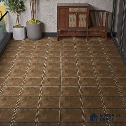Cement Floor Tile TL 04782 Earthen Slate Bronze Slate 16 x 16 inch Vitrified Anti Skid Matte Finish - 12 mm | Suitable for Parking, Bathroom, Balcony, Courtyard | Pattern Alignment May Vary | 2-3 mm Spacer is Mandatory