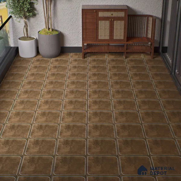 Cement Floor Tile TL 04782 Earthen Slate Bronze Slate 16 x 16 inch Vitrified Anti Skid Matte Finish - 12 mm | Suitable for Parking, Terrace, Balcony, Courtyard | Pattern Alignment May Vary | 2-3 mm Spacer is Mandatory (Sample)