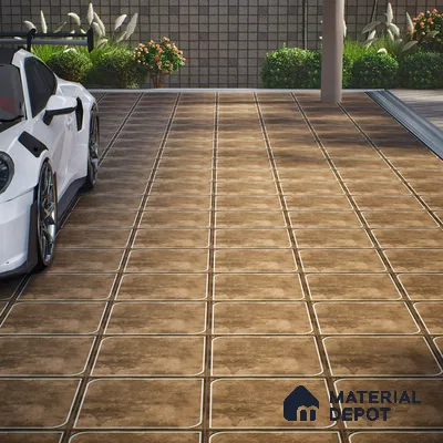 Cement Floor Tile TL 04782 Earthen Slate Bronze Slate 16 x 16 inch Vitrified Anti Skid Matte Finish - 12 mm | Suitable for Parking, Terrace, Balcony, Courtyard | Pattern Alignment May Vary | 2-3 mm Spacer is Mandatory (Sample)