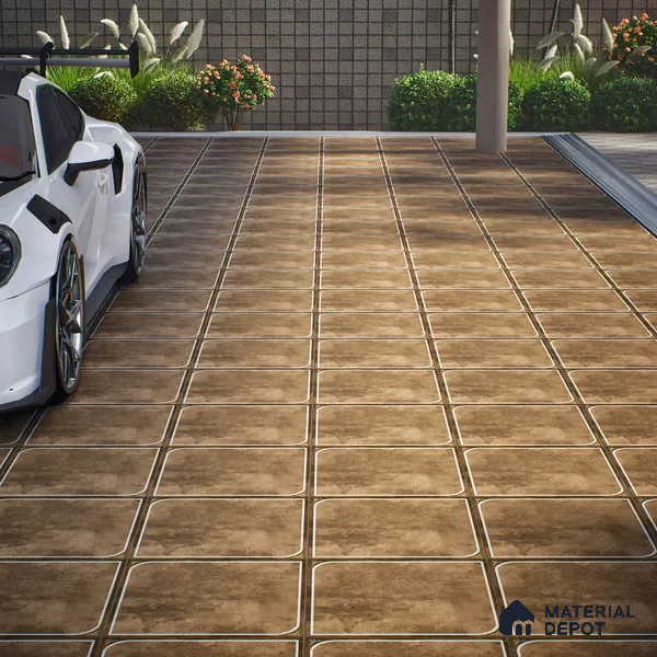 Cement Floor Tile TL 04782 Earthen Slate Bronze Slate 16 x 16 inch Vitrified Anti Skid Matte Finish - 12 mm | Suitable for Parking, Terrace, Balcony, Courtyard | Pattern Alignment May Vary | 2-3 mm Spacer is Mandatory (Sample)
