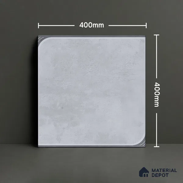 Cement Floor Tile TL 04782 D Earthen Slate Dove Grey 16 x 16 inch Vitrified Anti Skid Matte Finish - 12 mm | Suitable for Parking, Bathroom, Balcony, Courtyard | Pattern Alignment May Vary | 2-3 mm Spacer is Mandatory