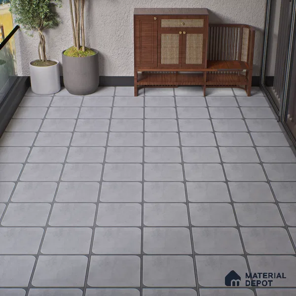 Cement Floor Tile TL 04782 D Earthen Slate Dove Grey 16 x 16 inch Vitrified Anti Skid Matte Finish - 12 mm | Suitable for Parking, Bathroom, Balcony, Courtyard | Pattern Alignment May Vary | 2-3 mm Spacer is Mandatory