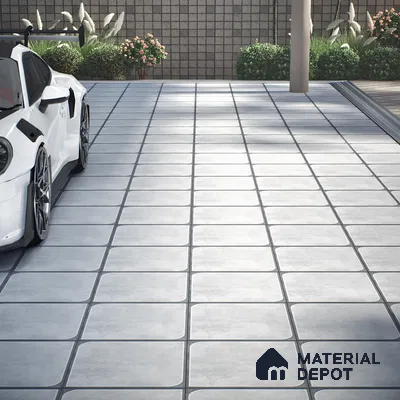 Cement Floor Tile TL 04782 D Earthen Slate Dove Grey 16 x 16 inch Vitrified Anti Skid Matte Finish - 12 mm | Suitable for Parking, Bathroom, Balcony, Courtyard | Pattern Alignment May Vary | 2-3 mm Spacer is Mandatory