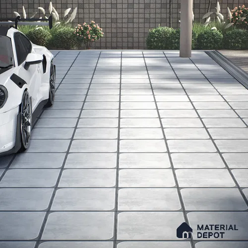 Cement Floor Tile TL 04782 D Earthen Slate Dove Grey 16 x 16 inch Vitrified Anti Skid Matte Finish - 12 mm | Suitable for Parking, Bathroom, Balcony, Courtyard | Pattern Alignment May Vary | 2-3 mm Spacer is Mandatory