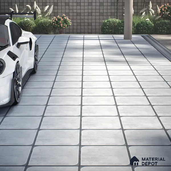 Cement Floor Tile TL 04782 D Earthen Slate Dove Grey 16 x 16 inch Vitrified Anti Skid Matte Finish - 12 mm | Suitable for Parking, Bathroom, Balcony, Courtyard | Pattern Alignment May Vary | 2-3 mm Spacer is Mandatory