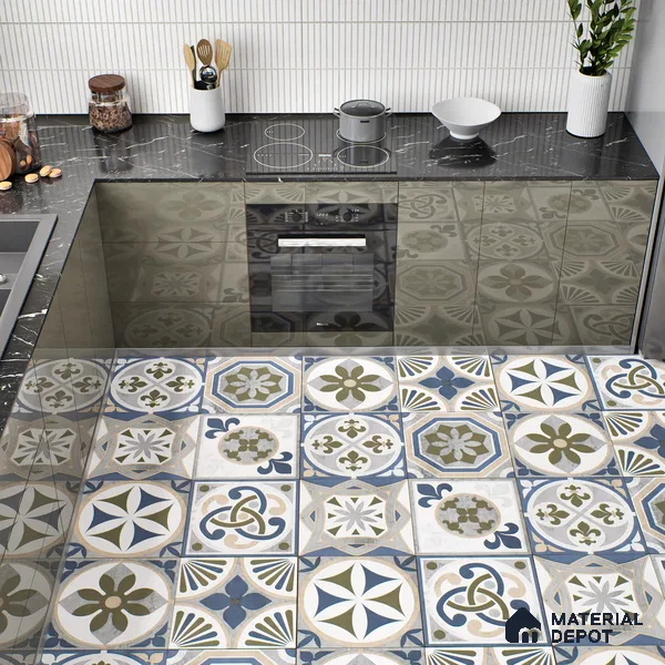 Moroccan Tile TL 04797 B Zellige Grey Plano Decor Multi Colour 1 ft x 1 ft Vitrified Matte Finish - 11 mm | Suitable for Kitchen, Bathroom, Balcony Floor & Wall | Please Expect a Slight Variation of Pattern